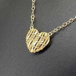 10kt Gold Open Diamond Cut Heart Necklace & Pendant Combo 2.60grams 165072 40