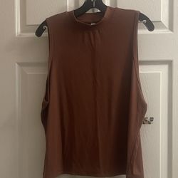 Brand New Ladies Rib Mock Neck Tank In Ginger Size 3XL 