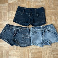 Three pairs of denim shorts 