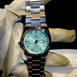 PRX style mint turquoise checkered dial