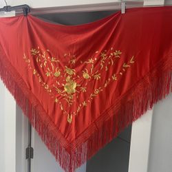 Flamenco Shawl Rojo , Bordado( New)  