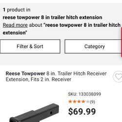 Reese 8 Inch Trailer Hitch Extension