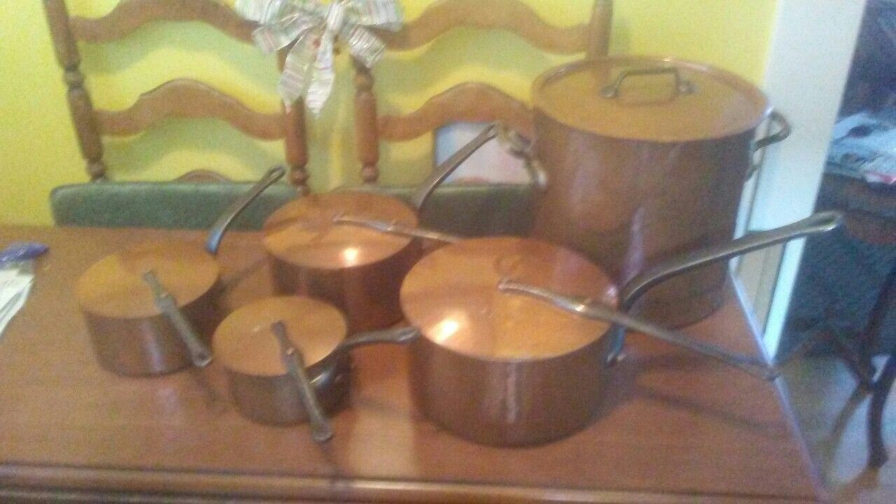 E. DEHILLERIN COPPER COOKWARE, TIN LINED, EXCELLENT