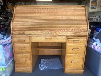 Vintage Oak Roll Top Desk