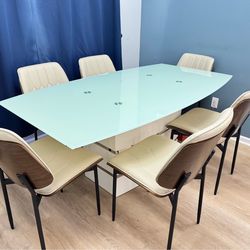Glass Dining Table Set for 6