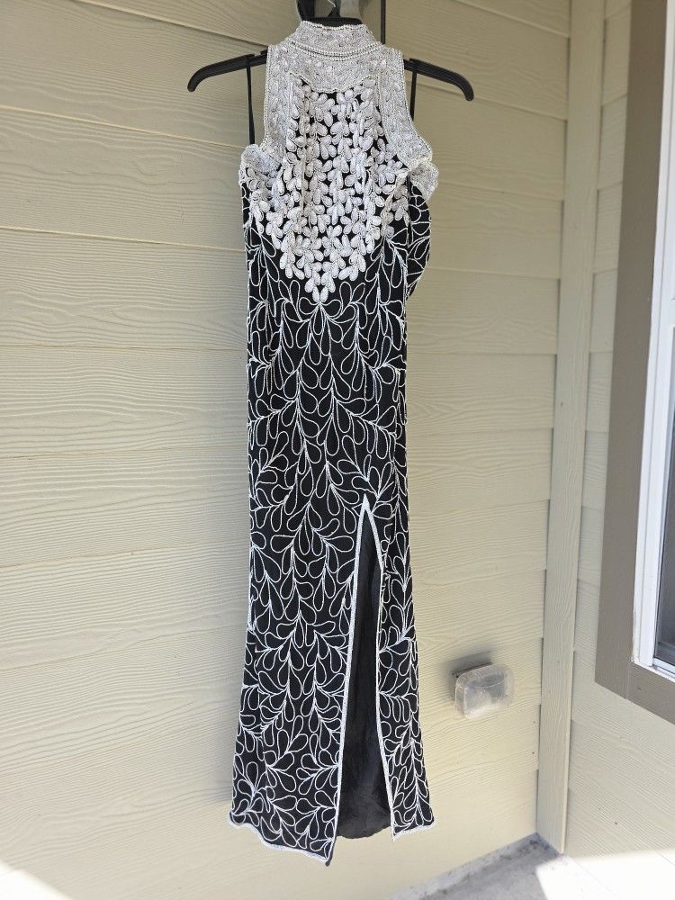 Long black dress with side slit