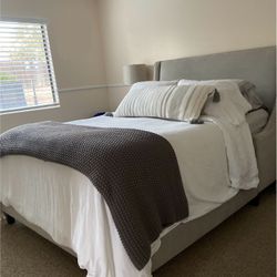 Queen Upholster Grey Bed Frame