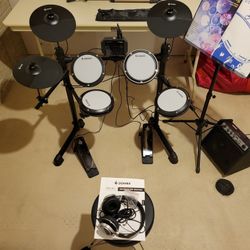 Donner DED-80 Electronic Drum Set with 4 Quiet Mesh Pads, 180+ Sounds, 2 Pedals, Throne, Headphones, Sticks, and Melodics Lessons

