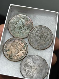 Wow 😮!!  4 Antique US Large Cent Coin Lot - Early 1800s Rare Copper Currency