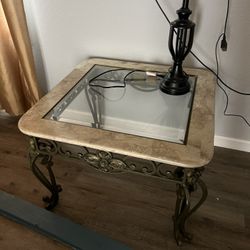 Wrought Iron End Tables With Glass Insert (2)
