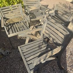 Wide Wooden Wood Chair X 4 