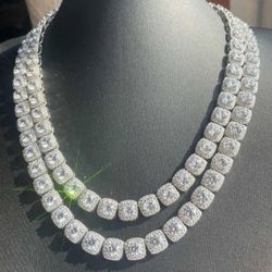 22” Moissanite S925 Silver Cluster Chain