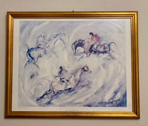 Vintage Ted DeGrazia Framed Southwestern Print – “Taos, Indian Rabbit Hunt” (1972)