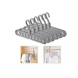 Clothes Hangers Space Save Closet Organize Plastic Suit Pants Coat Skirt Grey 6 pcs