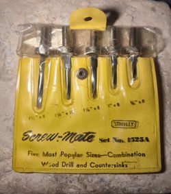 Vintage Stanley Screw-Mate Set No. 1525A - 5Pc Yankee Drill Countersink NOS