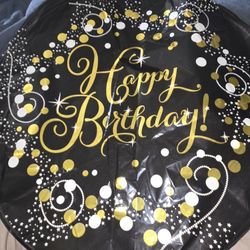 7 18" Black And Gold Happy Birthday Mylar Balloons $5