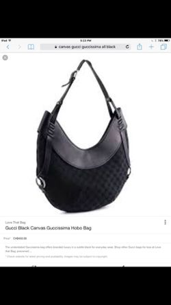 Authentic Black Gucci Monogram Half Moon Hobo Bag