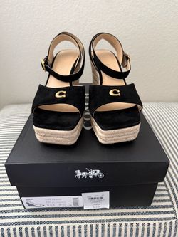 COACH wedge suede heels