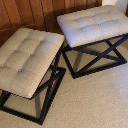 Upholstered Accent Stool Set Of 2