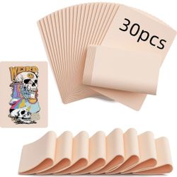 30Pcs Professional 1mm Tattoo Practice Skin 8x6 Inch - Double-Sided Blank Fake Skin Silicone for Beginners, Pro Artists, Microblading, Eyebrow & Body 