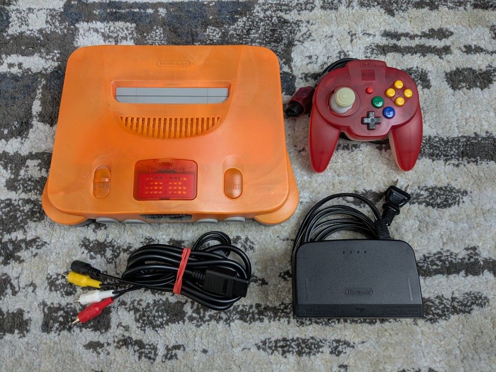 Rare Daiei Hawks Clear Orange and Black Nintendo 64 Console Bundle! N64 Expansion Pak! Hori Pad 64! Region Free!