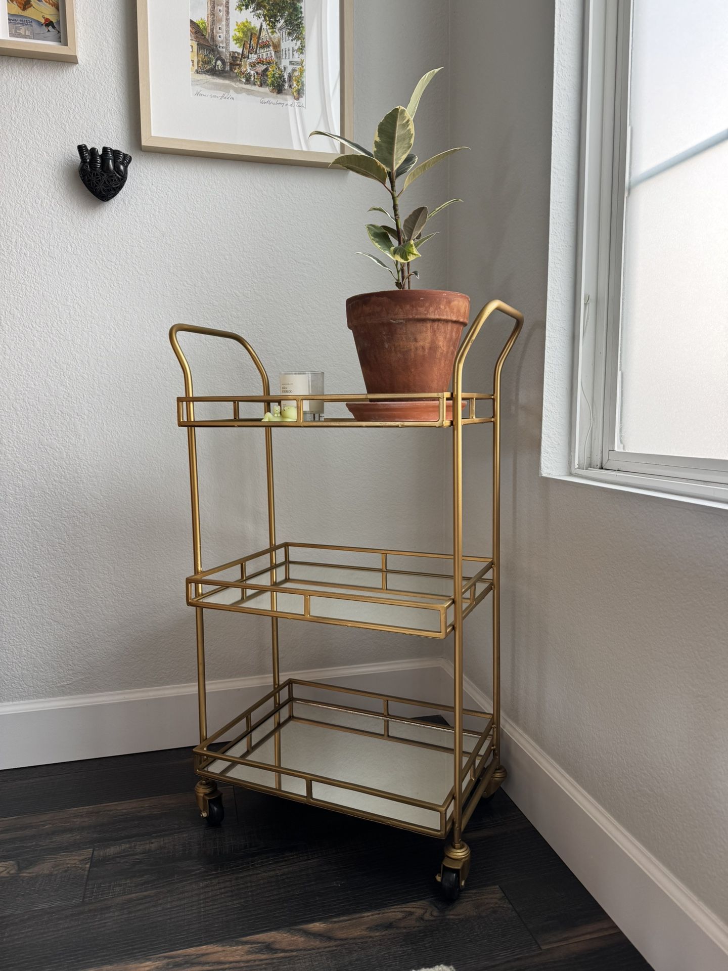 Cole Antique Brass Finished World Market Bar Cart