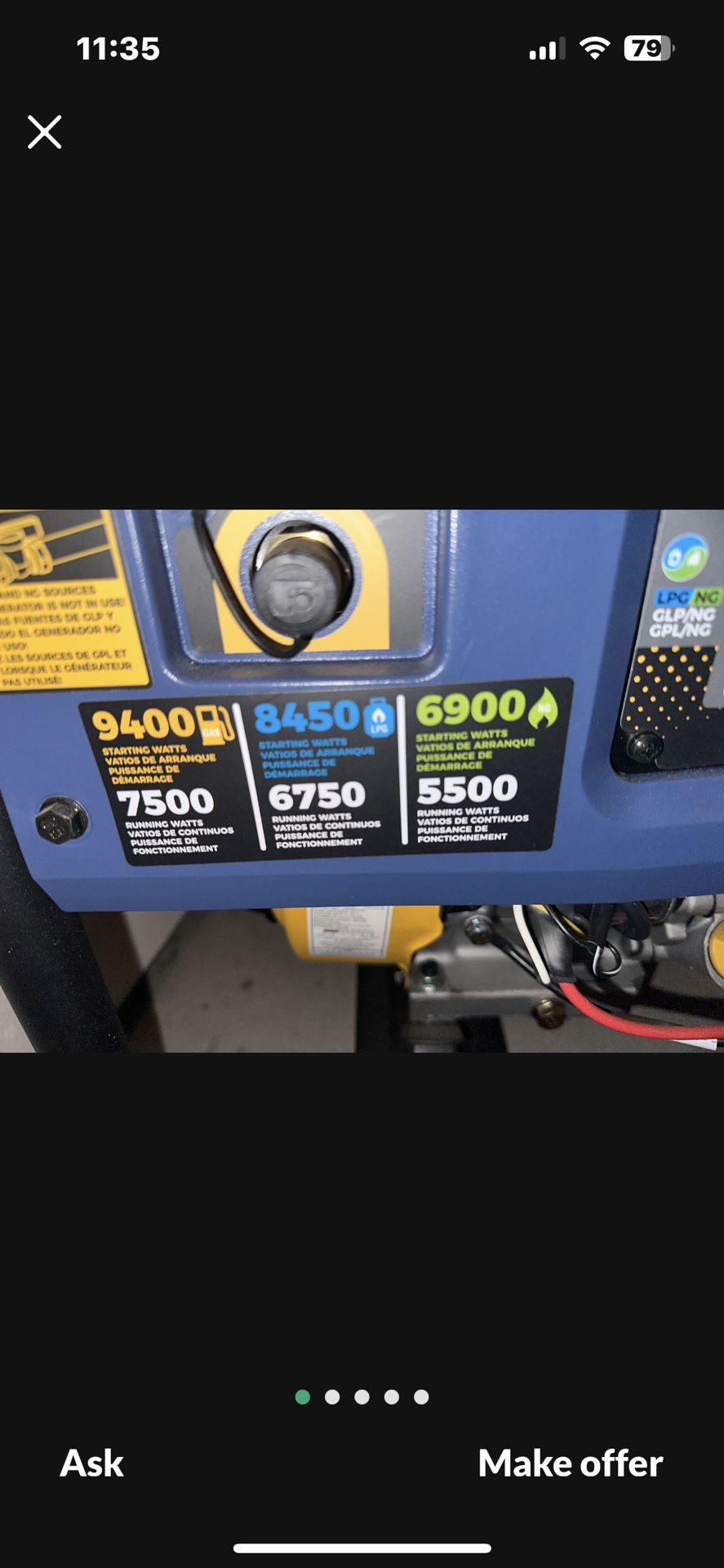 FIRMAN T08071 tri fuel 9.400Watt Portable generator ability to run off of gasoline, propane, or natural gas with an electric starter