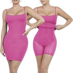 Popilush Pink Dress moldeador para mujer, mini vestido de verano integrado, brasier moldeador 8 en 1, bodycon 2023, vestidos casuales
