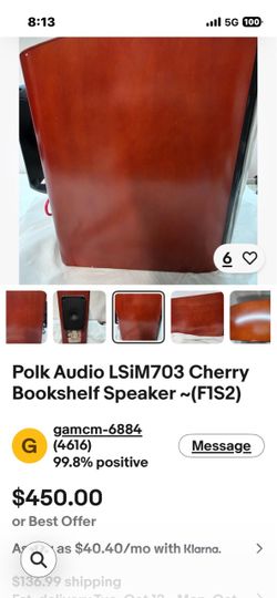 Polk Audio LSiM703 Cherry Bookshelf Speaker
