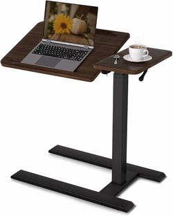 SIHOO D01 Medical Adjustable Tilt Overbed Bedside Table with Wheels Pneumatic Mobile Standing Desk Laptop Desk Rolling Computer Cart Movable Bed Desk 