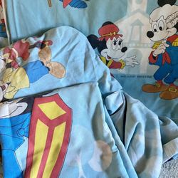 Vintage 70's Disney Mickey Minnie Mouse Donald Duck Goofy Twin Sheet SET