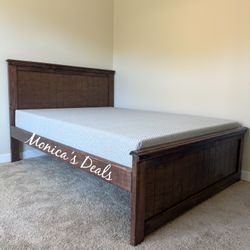 Queen Solid Wood Bed With Memory Foam Mattress $580
