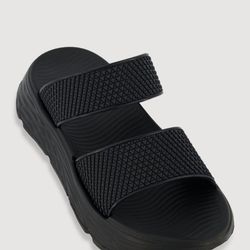 Black Double Strap Platform Slide Sandals
