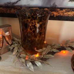 Large Tortoise Glass Candle Holder Hurricane 
