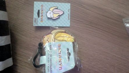 Bananya enamel pin and keychain bundle