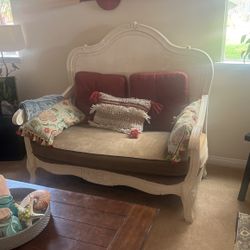 Shabby Chic Wooden Loveseat Oversized Chair