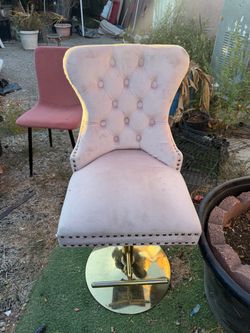 Pink Velvet Tufted Accent Chair Gold Base