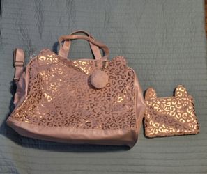 Pink Metallic Leopard Print Kitty Overnight Bag