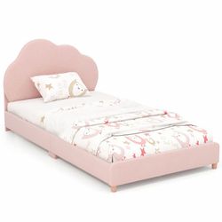 New Costway Kids Twin Upholstered Platform Bed Frame