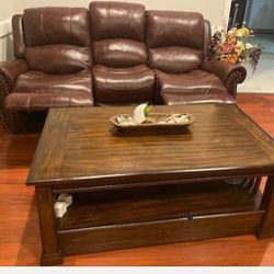 Leather Sofa And Loveseat Set Woth Coffe Table 