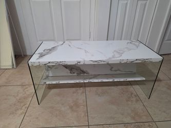 Marble-Top Coffee Table with Glass Legs