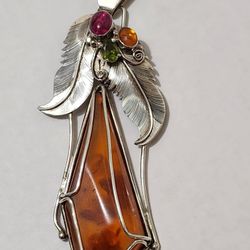 Unique Sterling Baltic Amber Pendant