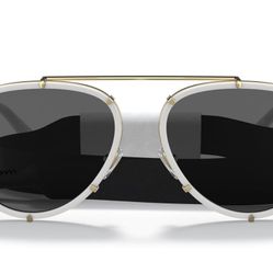 Versace VE 2(contact info removed)87 White Metal Aviator Sunglasses Grey Lens