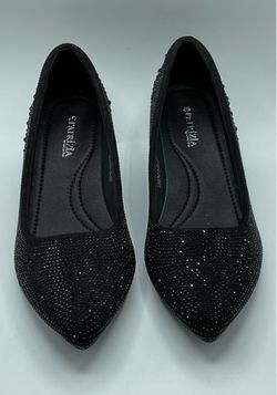 Patrizia Tyanna kitten heel pumps Black Crystal embellishments Cushioned Insole