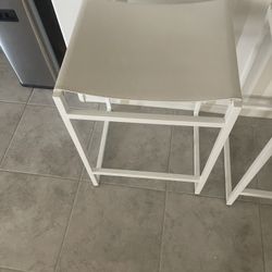 White Pottery Barn Hardy Backless Counter Stools