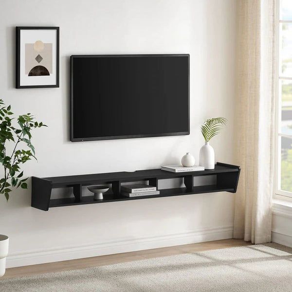70" Floating Wall-Mounted TV Stand – Solid Black – CLEARANCE $25