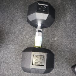 35lb and 30lb rubber coated dumbells