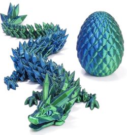 3D Printed Dragon Egg with Articulated Crystal Design Surprise Toy for Kids, Fidget Dragon Inside, Cool Party Favors, For Boys Girls Teen Ages 5-7 4-6