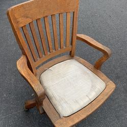 Vintage Swivel Wooden Desk Chair