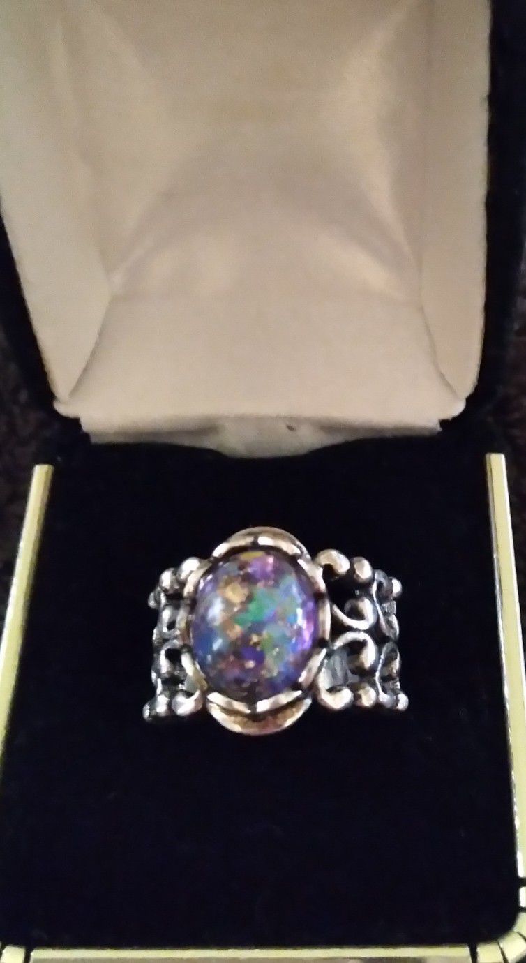 925 Sterling Silver Vintage Purple Moonstone Ring